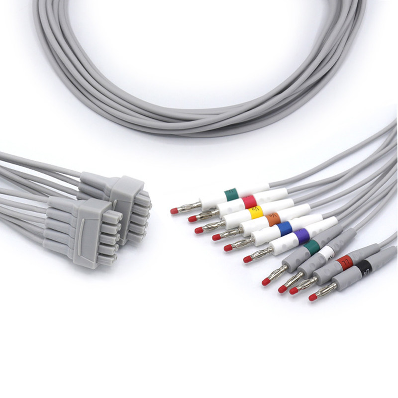 GE Marquette EKG Cáp 10 dẫn màu xám tương thích ổn định
