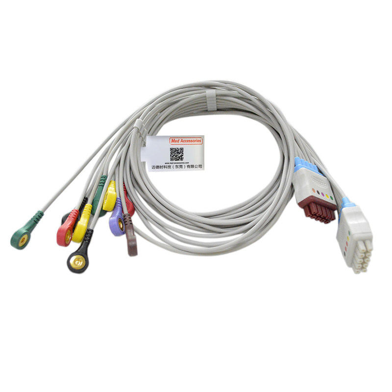 GE Marquette EKG Cáp 10 dẫn màu xám tương thích ổn định
