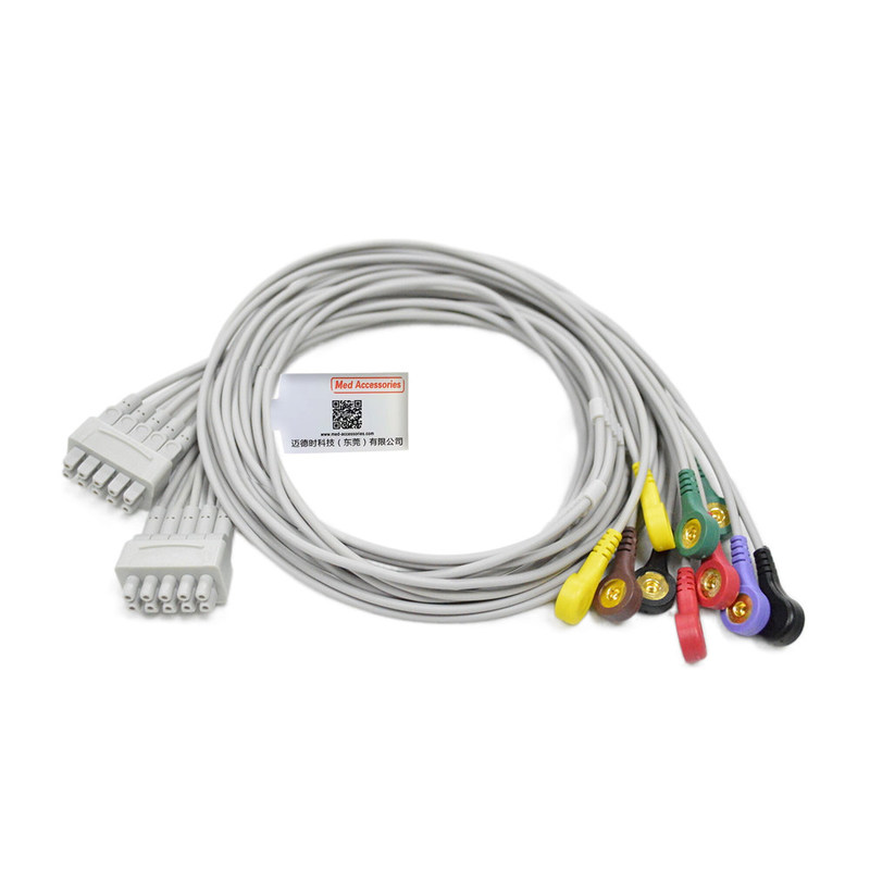 GE Marquette EKG Cáp 10 dẫn màu xám tương thích ổn định