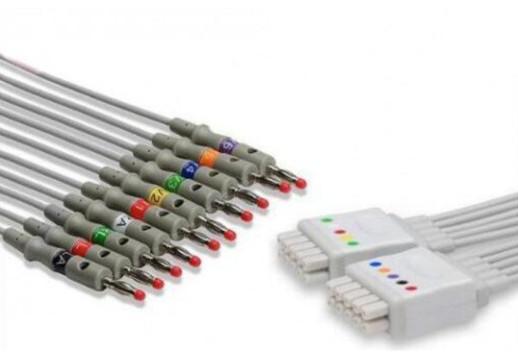 GE Marquette EKG Cáp 10 dẫn màu xám tương thích ổn định