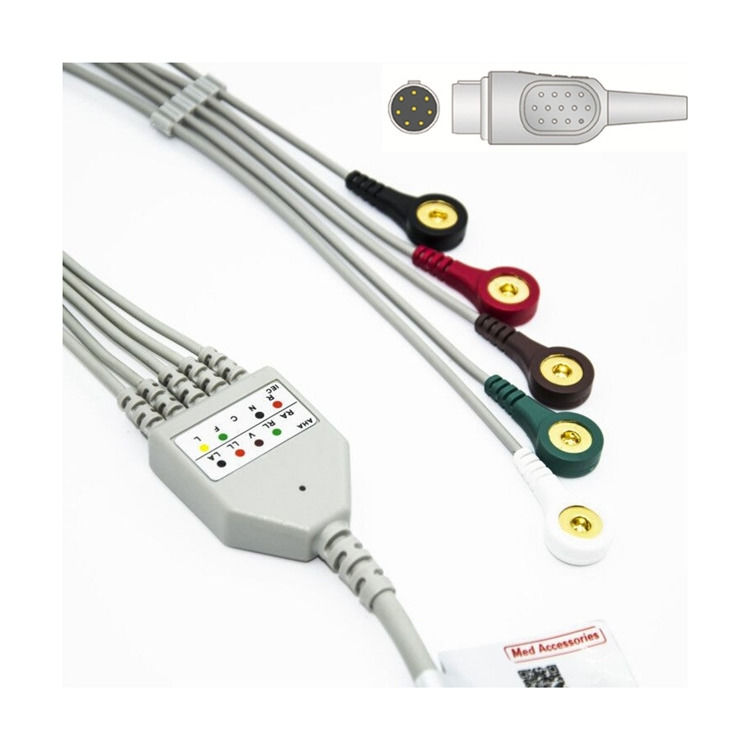 Bộ cáp ECG loại y tế tròn thép mốc chuối cắm để theo dõi sức khỏe chính xác