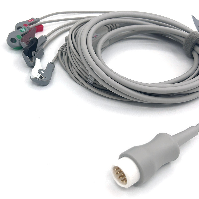 HP 12Pin 5 lead WIRES ECG Monitor Cable Xám Màu Latex miễn phí đa chức năng