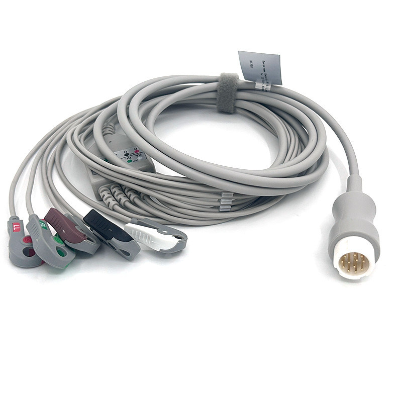 HP 12Pin 5 lead WIRES ECG Monitor Cable Xám Màu Latex miễn phí đa chức năng