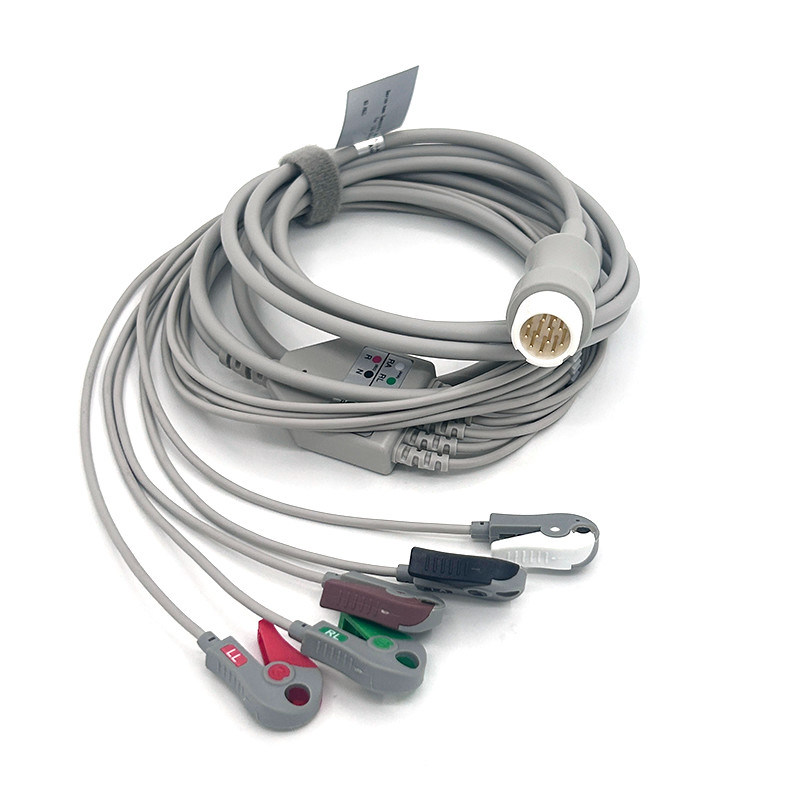 HP 12Pin 5 lead WIRES ECG Monitor Cable Xám Màu Latex miễn phí đa chức năng