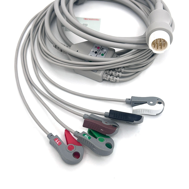 HP 12Pin 5 lead WIRES ECG Monitor Cable Xám Màu Latex miễn phí đa chức năng