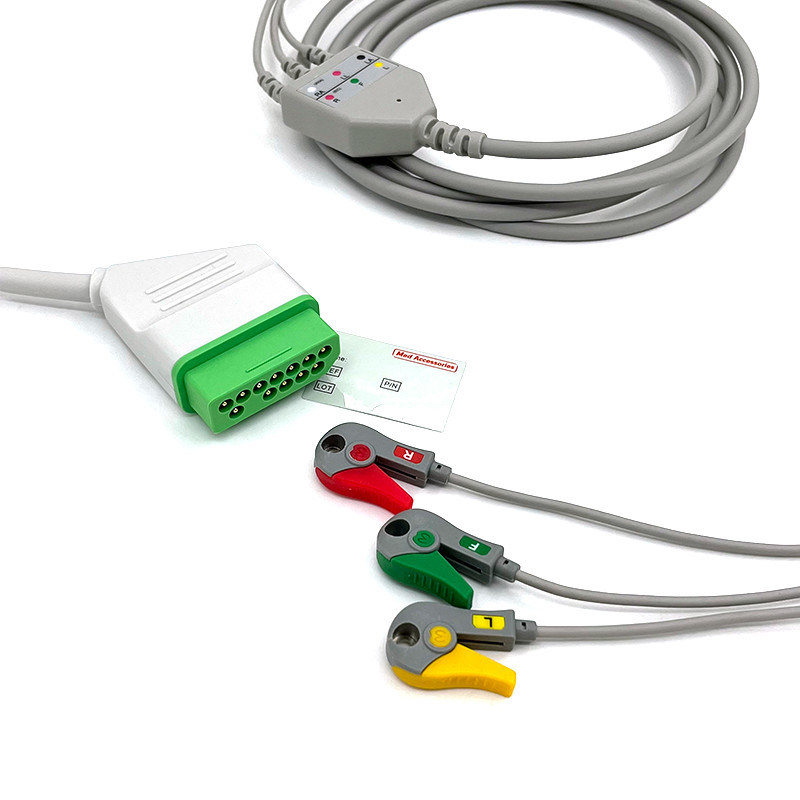 Nihon Kohden 12pin ECG Monitor Cable Xám Màu Latex miễn phí đa chức năng