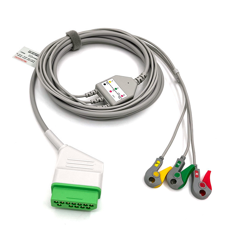 Nihon Kohden 12pin ECG Monitor Cable Xám Màu Latex miễn phí đa chức năng