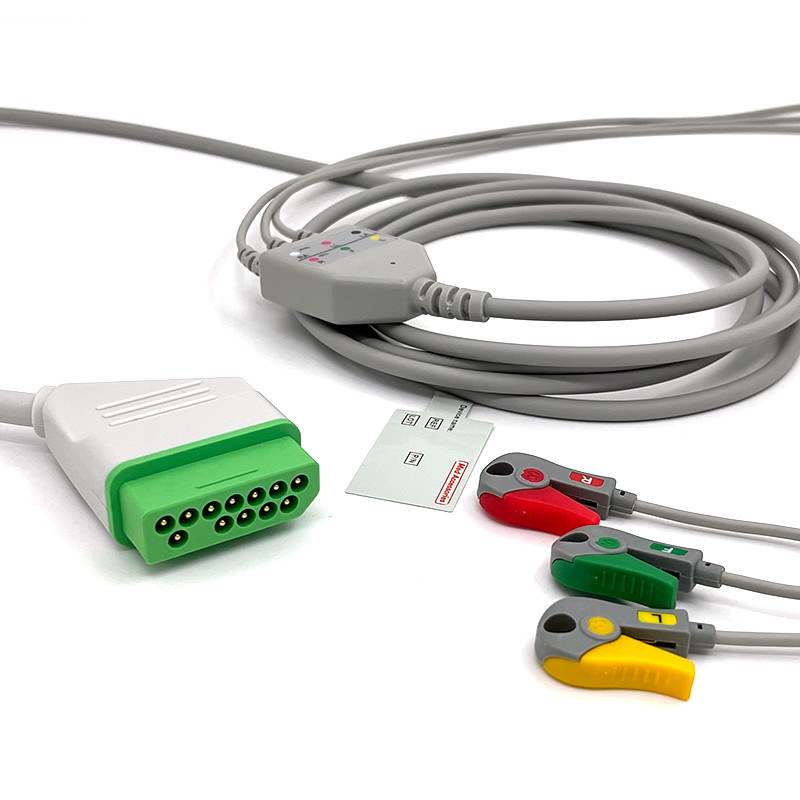 Nihon Kohden 12pin ECG Monitor Cable Xám Màu Latex miễn phí đa chức năng