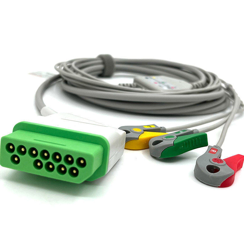 Nihon Kohden 12pin ECG Monitor Cable Xám Màu Latex miễn phí đa chức năng