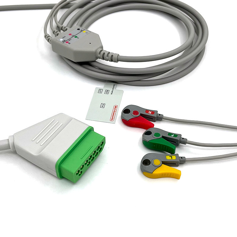 Nihon Kohden 12pin ECG Monitor Cable Xám Màu Latex miễn phí đa chức năng
