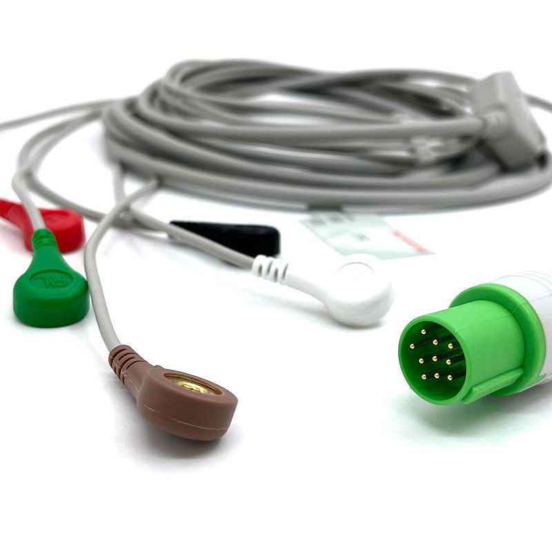 GE Helige 10 Pin ECG 5lead ECG Med phụ kiện Cáp giám sát ECG y tế đa dụng 0.9m Kích thước