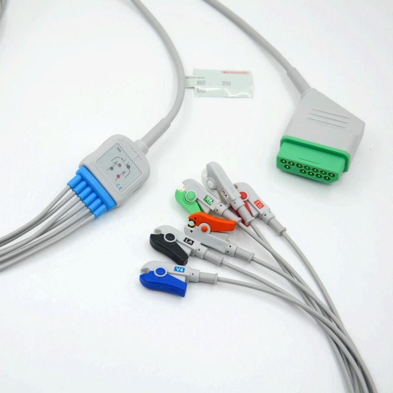Phù hợp Nihon Kohden 12 Pin 6 dẫn cáp giám sát ECG cho phụ kiện y tế