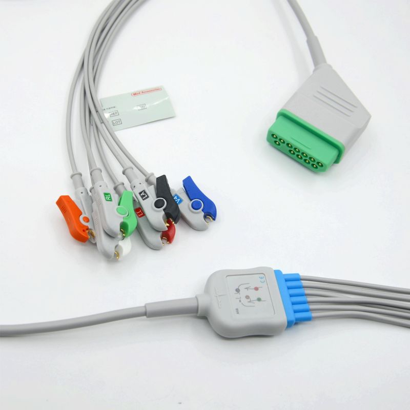 Phù hợp Nihon Kohden 12 Pin 6 dẫn cáp giám sát ECG cho phụ kiện y tế