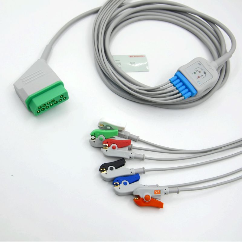 Phù hợp Nihon Kohden 12 Pin 6 dẫn cáp giám sát ECG cho phụ kiện y tế