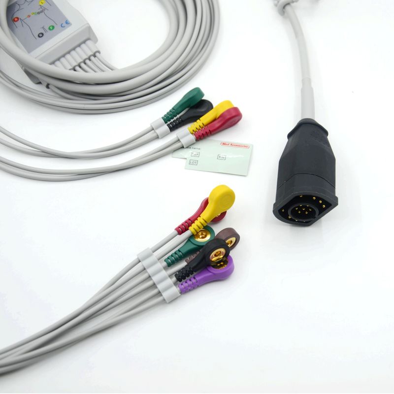Tương thích Zoll 10 dẫn Snap loại IEC tiêu chuẩn EKG cáp và dây