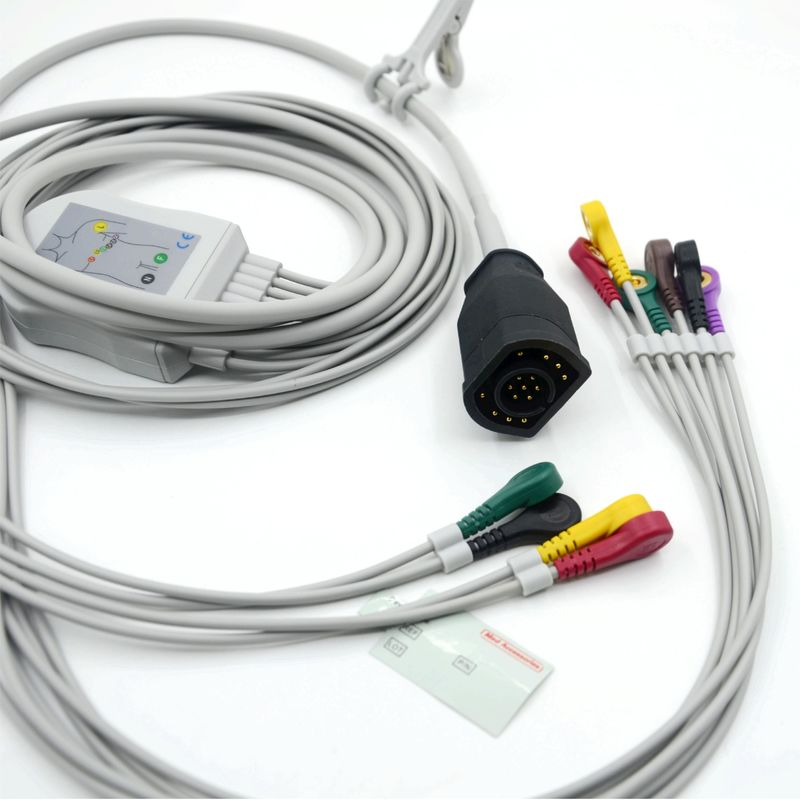 Tương thích Zoll 10 dẫn Snap loại IEC tiêu chuẩn EKG cáp và dây