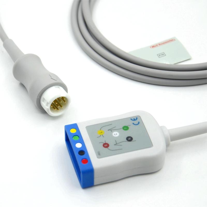 Thiết bị y tế OEM tương thích với HP 5 dẫn IEC 12 chân màn hình ECG cáp thân