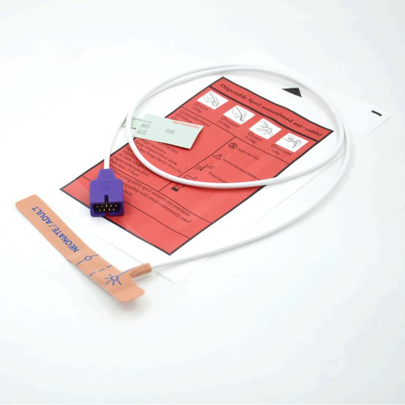 Nhà cung cấp phụ kiện y tế Vải co giãn Tương thích với cảm biến SpO2 dùng một lần 9 chân Nellcor cho trẻ sơ sinh/người lớn