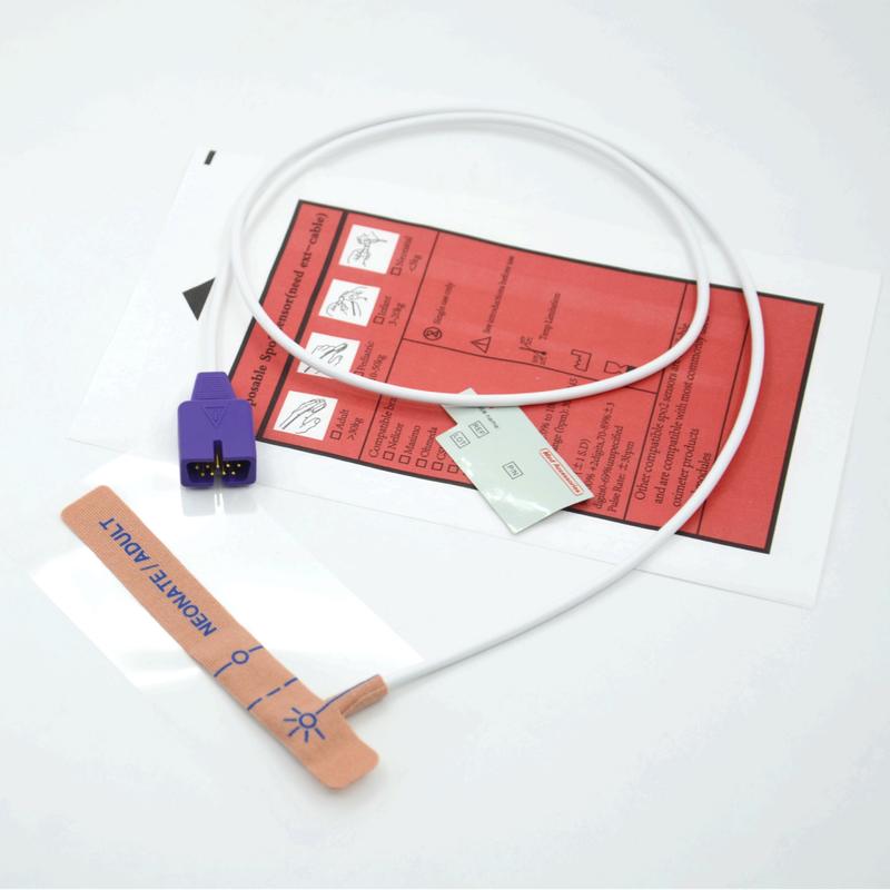 Nhà cung cấp phụ kiện y tế Vải co giãn Tương thích với cảm biến SpO2 dùng một lần 9 chân Nellcor cho trẻ sơ sinh/người lớn