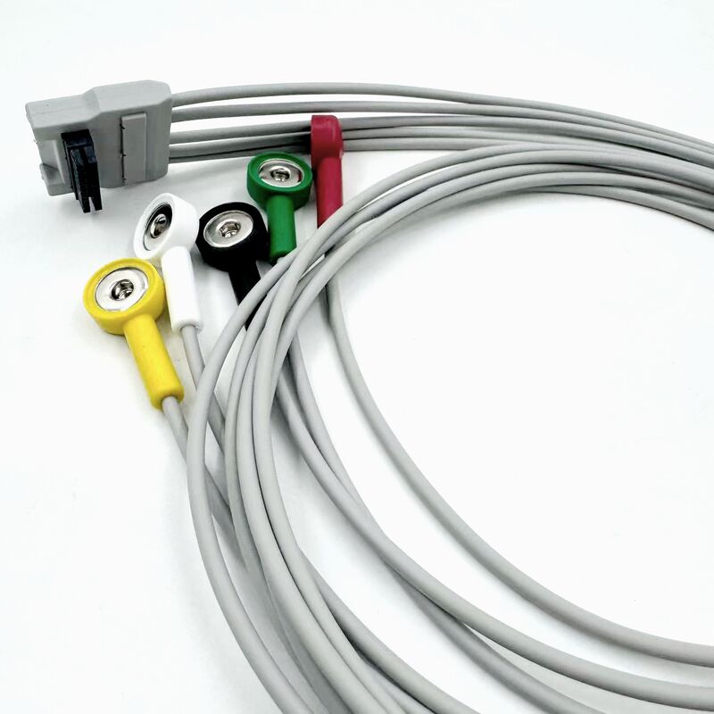Phụ kiện Med chất lượng cao RoHS được chứng nhận Chẩn đoán Silicone IEC Màu 5-Led Grabber EKG ECG Cable tương thích BLT