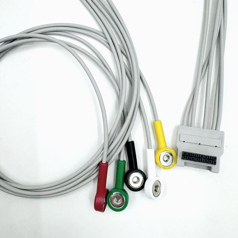 Phụ kiện Med chất lượng cao RoHS được chứng nhận Chẩn đoán Silicone IEC Màu 5-Led Grabber EKG ECG Cable tương thích BLT