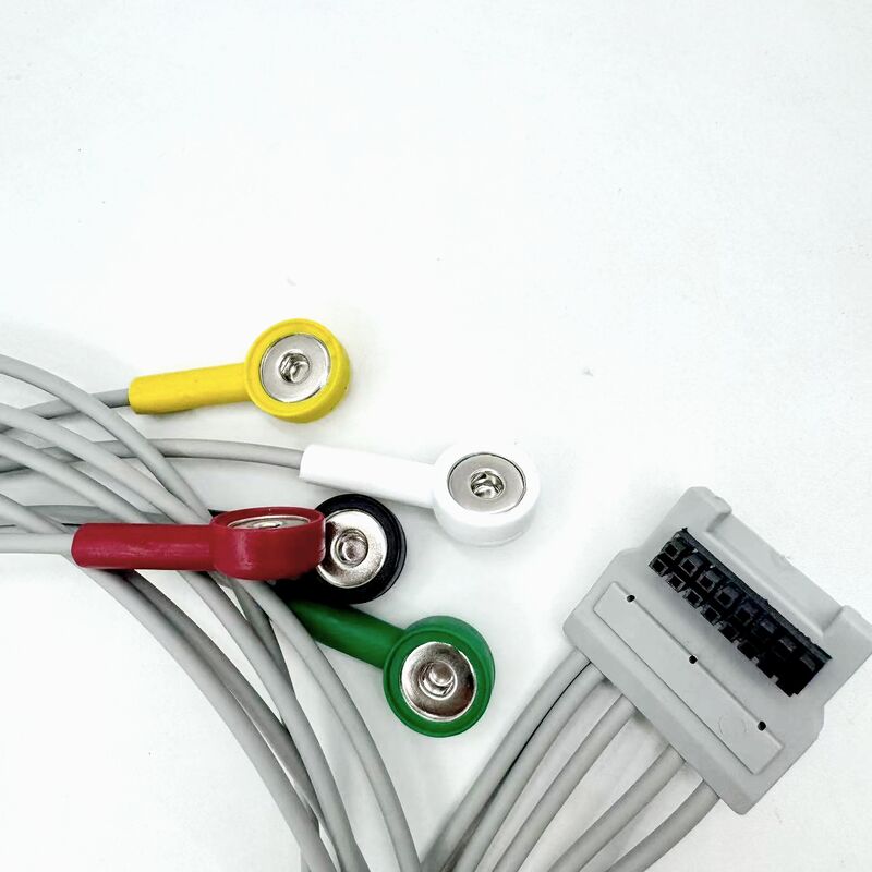 Phụ kiện Med chất lượng cao RoHS được chứng nhận Chẩn đoán Silicone IEC Màu 5-Led Grabber EKG ECG Cable tương thích BLT