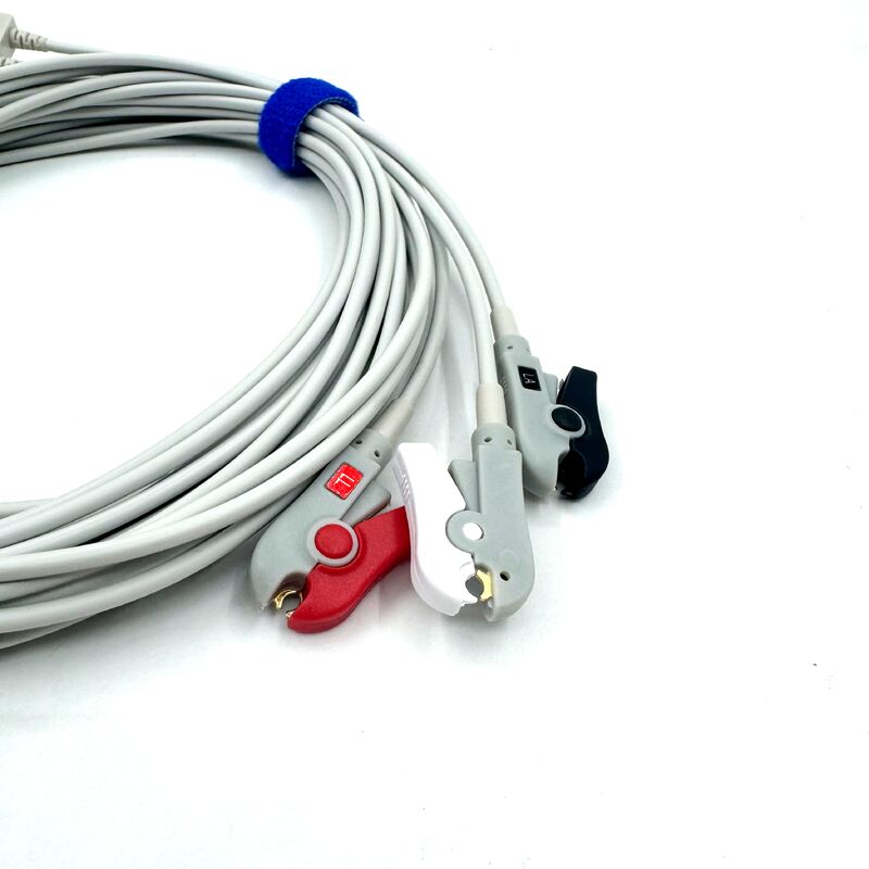 Phụ kiện Med chất lượng cao RoHS được chứng nhận Chẩn đoán silicone IEC Màu 3-Lead Grabber ECG Cable Leadwire