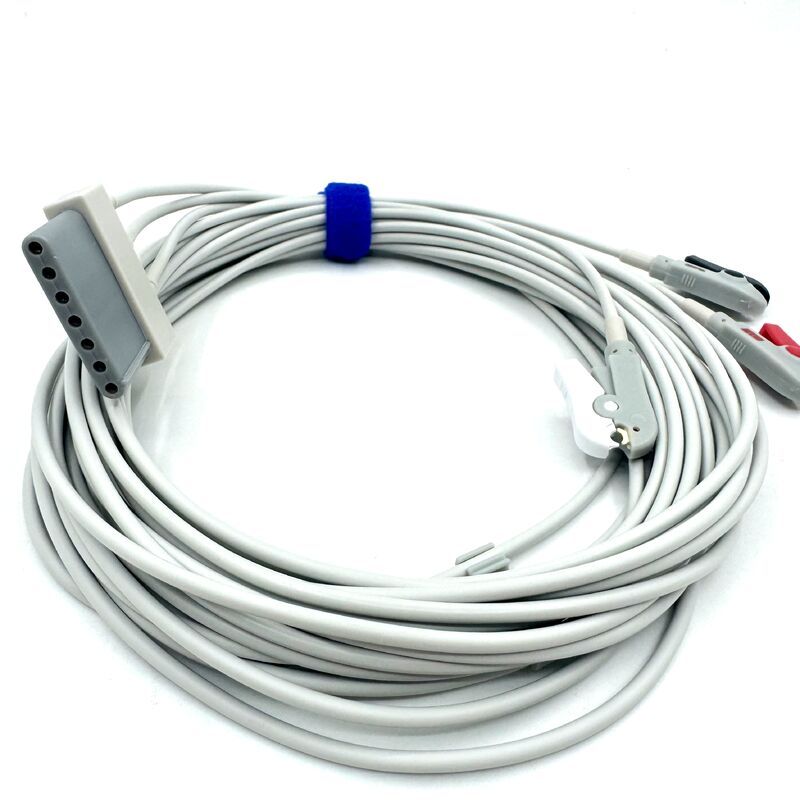 Phụ kiện Med chất lượng cao RoHS được chứng nhận Chẩn đoán silicone IEC Màu 3-Lead Grabber ECG Cable Leadwire