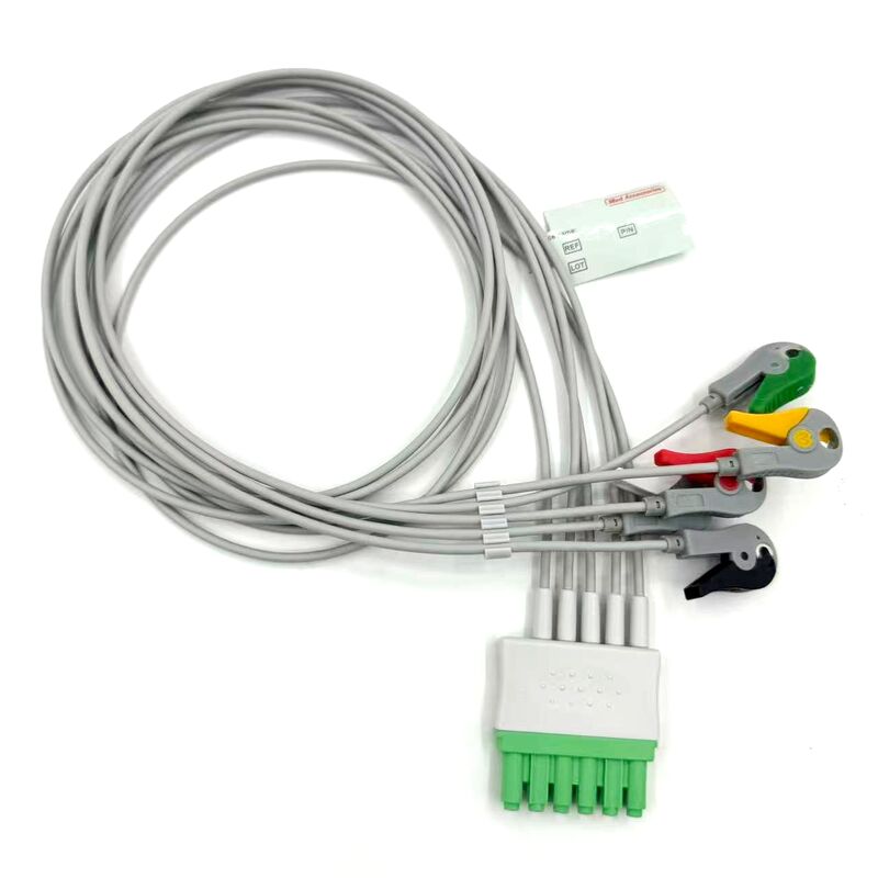 Phụ kiện Med chất lượng cao Mẫu màu IEC được chứng nhận RoHS Dây dẫn 5 đầu EKG ECG cho bệnh nhân y tế
