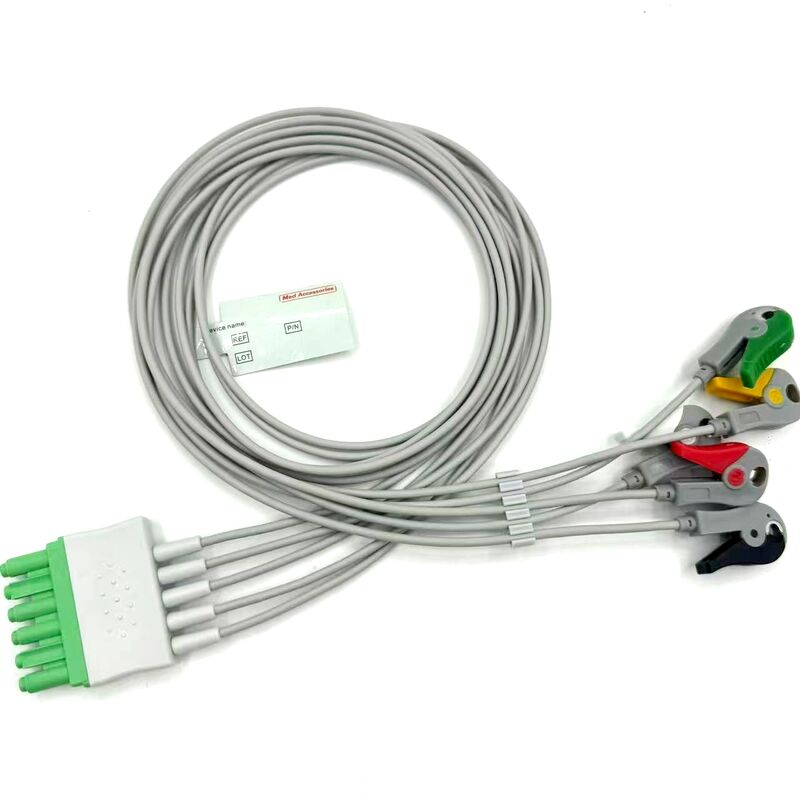 Phụ kiện Med chất lượng cao Mẫu màu IEC được chứng nhận RoHS Dây dẫn 5 đầu EKG ECG cho bệnh nhân y tế