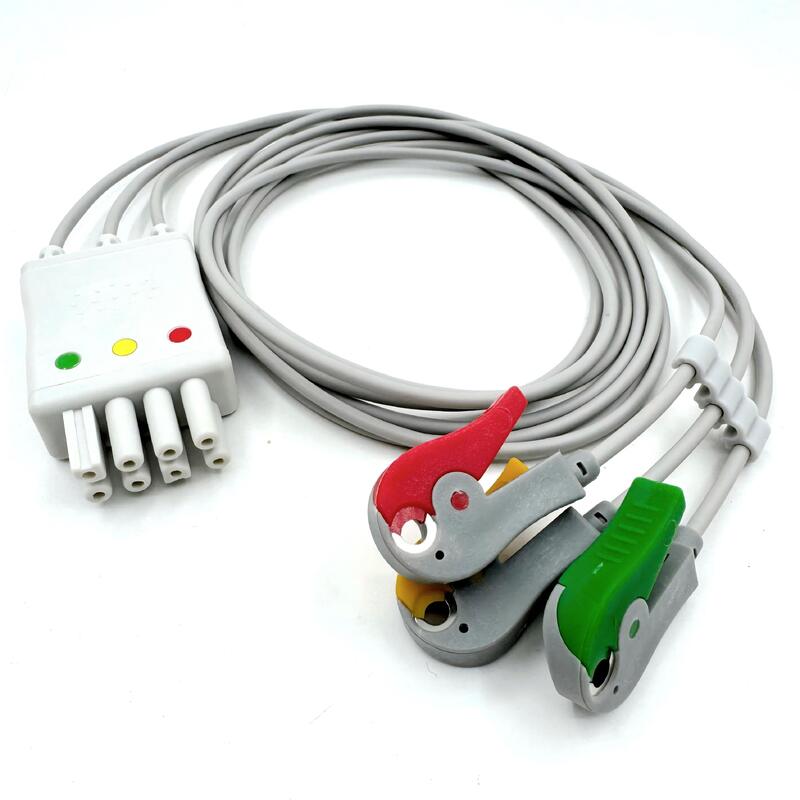 Phụ kiện Med chất lượng cao IEC Mô hình màu RoHS Chứng nhận 3-Lead Grabber ECG Leadwire tương thích Nihon Kohden