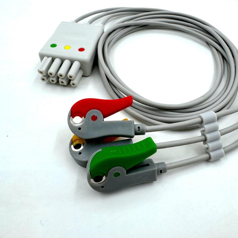 Phụ kiện Med chất lượng cao IEC Mô hình màu RoHS Chứng nhận 3-Lead Grabber ECG Leadwire tương thích Nihon Kohden